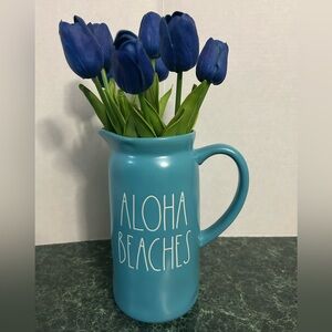 Rae Dunn Aloha Beaches Pitcher Vase With Flowers